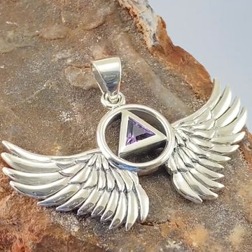 Angel Wings Recovery Sterling Silver Pendant with Gemstone TPD5846